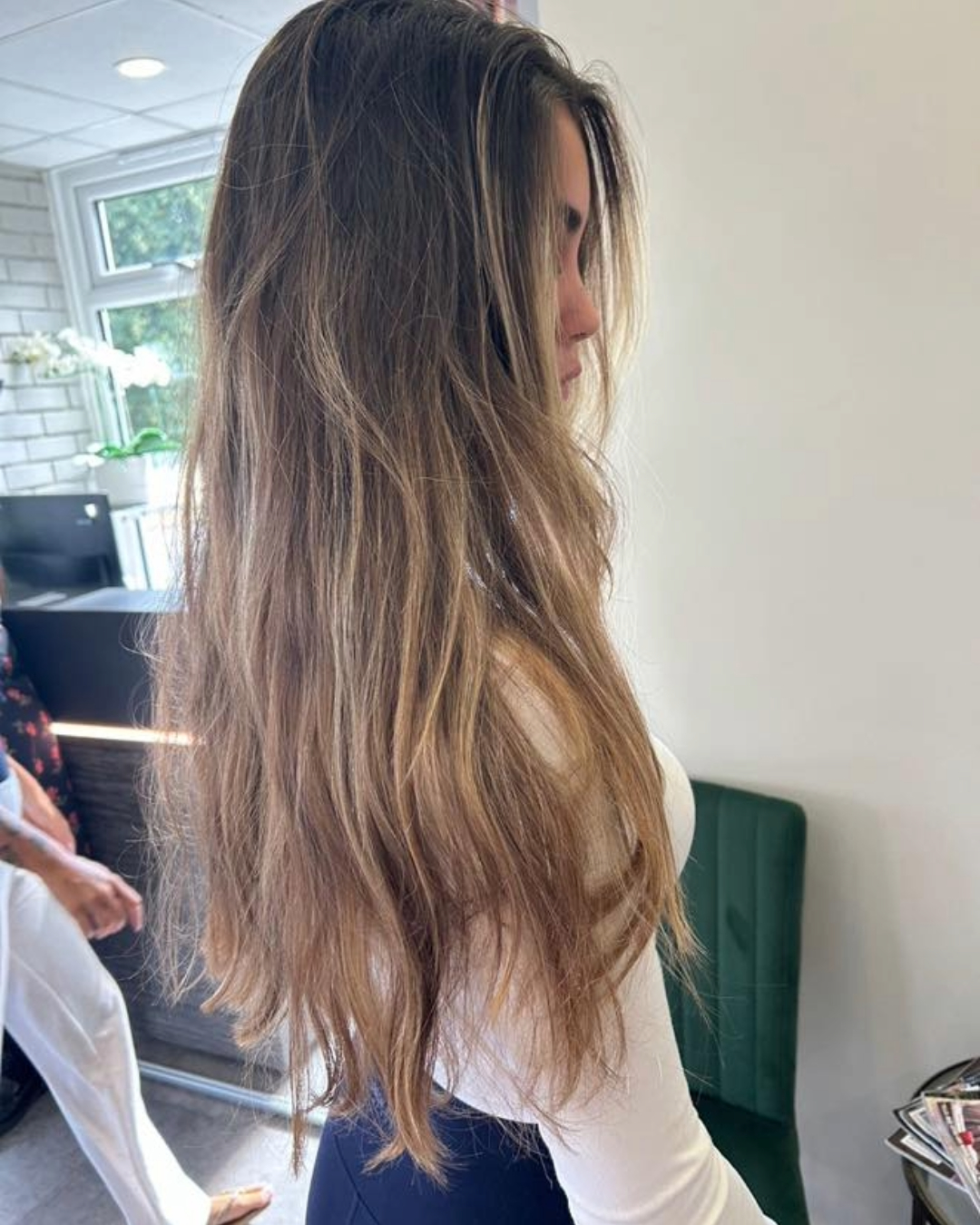 before chunky blonde highlights on brunette hair carried out at brooklyns hair salon in high wycombe